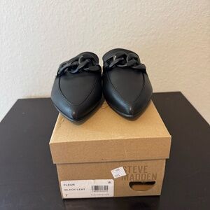 Steve Madden Fleur Mules Size 7 Black Leat
